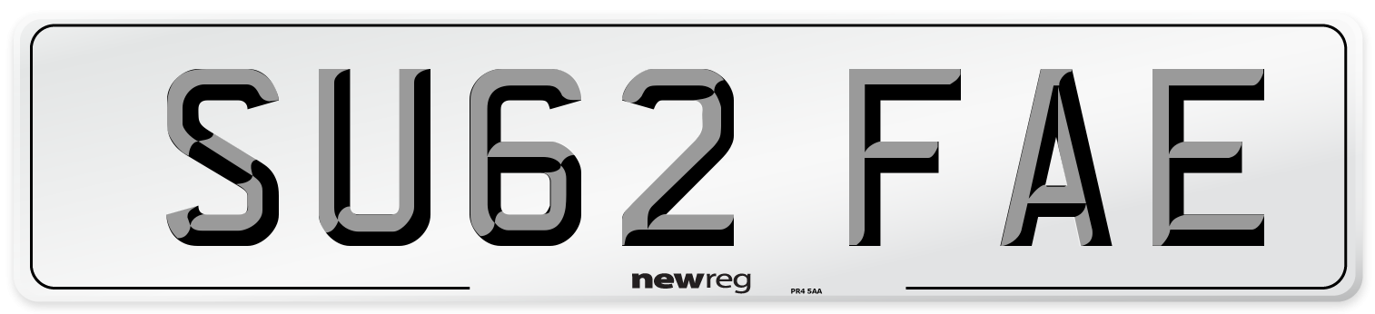 SU62 FAE Number Plate from New Reg